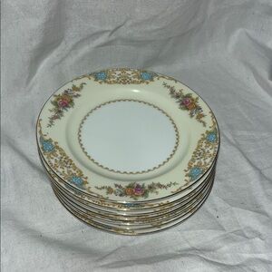 Noritake Floral Dinner Plates with floral Accents incomplete set of 7